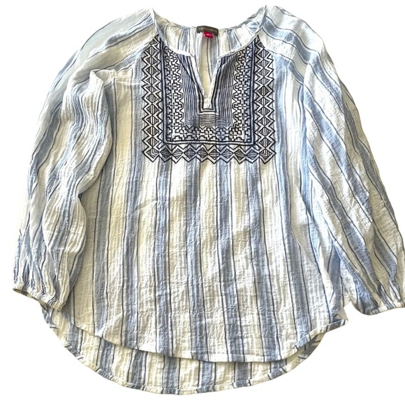 VINCE CAMUTO Womens Gauze‎ Cotton Embroidered Tunic Top SIZE XS - Picture 1 of 5